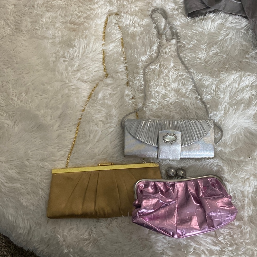 1 Evening clutch and 2 evening shoulder bags